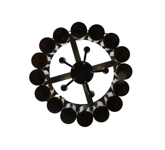 Meyda Lighting Tuscan Vineyard 20" 5-Light Timeless Bronze Estate Chandelier With 16 Amber Wine Bottle Shade Glass