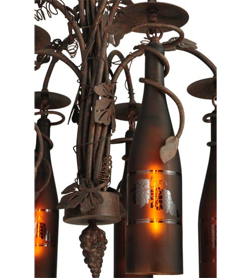Meyda Lighting Tuscan Vineyard 20" 6-Light Cajun Spice Chandelier With Amber Wine Bottle Shade Glass