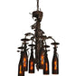 Meyda Lighting Tuscan Vineyard 20" 6-Light Cajun Spice Chandelier With Amber Wine Bottle Shade Glass
