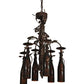Meyda Lighting Tuscan Vineyard 20" 6-Light Cajun Spice Chandelier With Amber Wine Bottle Shade Glass