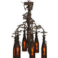 Meyda Lighting Tuscan Vineyard 20" 6-Light Cajun Spice Chandelier With Amber Wine Bottle Shade Glass