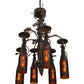 Meyda Lighting Tuscan Vineyard 20" 6-Light Cajun Spice Chandelier With Amber Wine Bottle Shade Glass