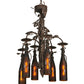 Meyda Lighting Tuscan Vineyard 20" 6-Light Cajun Spice Chandelier With Amber Wine Bottle Shade Glass