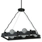 Meyda Lighting Tuscan Vineyard 22" 5-Light Blackened Steel Island Pendant Light With Clear Wine Bottles Shade Glass