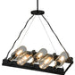 Meyda Lighting Tuscan Vineyard 22" 5-Light Blackened Steel Island Pendant Light With Clear Wine Bottles Shade Glass