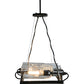 Meyda Lighting Tuscan Vineyard 22" 5-Light Blackened Steel Island Pendant Light With Clear Wine Bottles Shade Glass