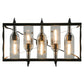 Meyda Lighting Tuscan Vineyard 22" 5-Light Blackened Steel Island Pendant Light With Clear Wine Bottles Shade Glass
