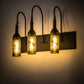 Meyda Lighting Tuscan Vineyard 24" 3-Light Textured Black Wall Sconce With Green & Black Etched Grapes Wine Bottle Shade Glass