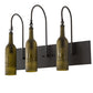 Meyda Lighting Tuscan Vineyard 24" 3-Light Textured Black Wall Sconce With Green & Black Etched Grapes Wine Bottle Shade Glass