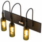 Meyda Lighting Tuscan Vineyard 24" 3-Light Textured Black Wall Sconce With Green & Black Etched Grapes Wine Bottle Shade Glass