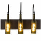 Meyda Lighting Tuscan Vineyard 24" 3-Light Textured Black Wall Sconce With Green & Black Etched Grapes Wine Bottle Shade Glass