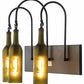 Meyda Lighting Tuscan Vineyard 24" 3-Light Textured Black Wall Sconce With Green & Black Etched Grapes Wine Bottle Shade Glass