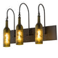 Meyda Lighting Tuscan Vineyard 24" 3-Light Textured Black Wall Sconce With Green & Black Etched Grapes Wine Bottle Shade Glass