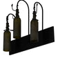 Meyda Lighting Tuscan Vineyard 24" 3-Light Textured Black Wall Sconce With Green Wine Bottle Shade Glass