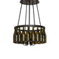 Meyda Lighting Tuscan Vineyard 26" 6-Light Textured Black Chandelier With 20 Green Wine Bottle Shade Glass