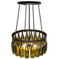 Meyda Lighting Tuscan Vineyard 26" 6-Light Textured Black Chandelier With 20 Green Wine Bottle Shade Glass