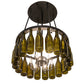 Meyda Lighting Tuscan Vineyard 26" 6-Light Textured Black Chandelier With 20 Green Wine Bottle Shade Glass