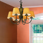Meyda Lighting Tuscan Vineyard 26" 6-Light Textured Black Chandelier With Brown Parchment Shade