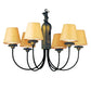 Meyda Lighting Tuscan Vineyard 26" 6-Light Textured Black Chandelier With Brown Parchment Shade
