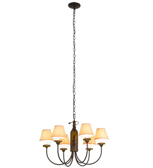 Meyda Lighting Tuscan Vineyard 26" 6-Light Textured Black Chandelier With Brown Shade