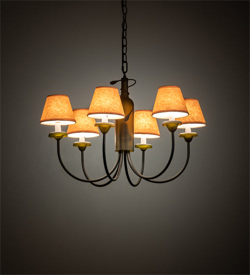 Meyda Lighting Tuscan Vineyard 26" 6-Light Textured Black Chandelier With Brown Shade
