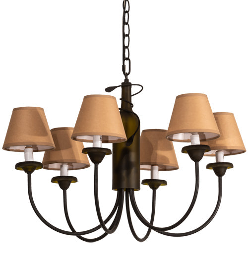 Meyda Lighting Tuscan Vineyard 26" 6-Light Textured Black Chandelier With Brown Shade