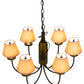 Meyda Lighting Tuscan Vineyard 26" 6-Light Textured Black Chandelier With Brown Shade