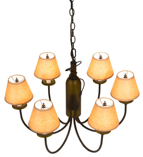 Meyda Lighting Tuscan Vineyard 26" 6-Light Textured Black Chandelier With Brown Shade