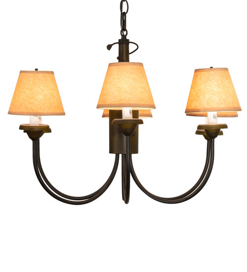 Meyda Lighting Tuscan Vineyard 26" 6-Light Textured Black Chandelier With Brown Shade