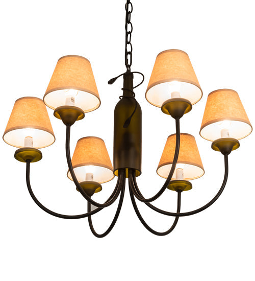 Meyda Lighting Tuscan Vineyard 26" 6-Light Textured Black Chandelier With Brown Shade