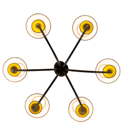 Meyda Lighting Tuscan Vineyard 26" 6-Light Textured Black Chandelier With Brown Shade