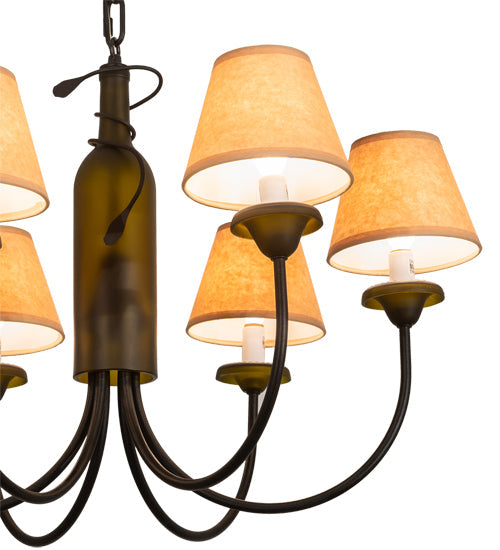 Meyda Lighting Tuscan Vineyard 26" 6-Light Textured Black Chandelier With Brown Shade