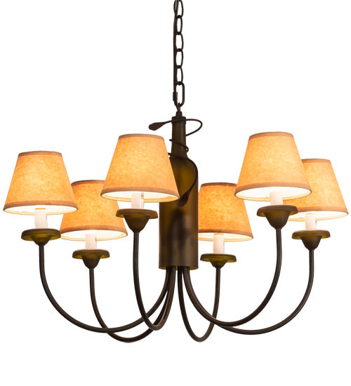 Meyda Lighting Tuscan Vineyard 26" 6-Light Textured Black Chandelier With Brown Shade