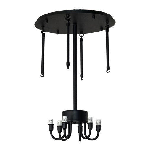 Meyda Lighting Tuscan Vineyard 26" 6-Light Textured Black Semi-flush Mount Light With 20 Green Wine Bottle Shade Glass