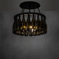 Meyda Lighting Tuscan Vineyard 26" 6-Light Textured Black Semi-flush Mount Light With 20 Green Wine Bottle Shade Glass