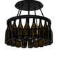 Meyda Lighting Tuscan Vineyard 26" 6-Light Textured Black Semi-flush Mount Light With 20 Green Wine Bottle Shade Glass