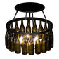Meyda Lighting Tuscan Vineyard 26" 6-Light Textured Black Semi-flush Mount Light With 20 Green Wine Bottle Shade Glass
