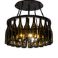 Meyda Lighting Tuscan Vineyard 26" 6-Light Textured Black Semi-flush Mount Light With 20 Green Wine Bottle Shade Glass
