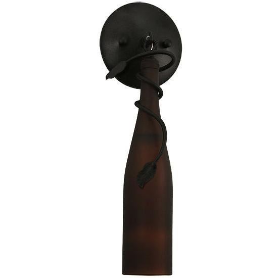 Meyda Lighting Tuscan Vineyard 3" Black Wall Sconce With Frosted Amber Wine Bottle Shade Glass