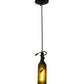 Meyda Lighting Tuscan Vineyard 3" Textured Black Mini Pendant Light With Frosted Green Wine Bottle Shade Glass