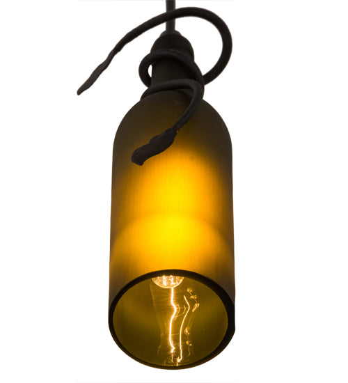 Meyda Lighting Tuscan Vineyard 3" Textured Black Mini Pendant Light With Frosted Green Wine Bottle Shade Glass
