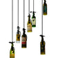 Meyda Lighting Tuscan Vineyard 30" 7-Light Pewter Personalized Cascading Pendant Light With Multi-Colored Wine Bottle Shade Glass