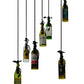 Meyda Lighting Tuscan Vineyard 30" 7-Light Pewter Personalized Cascading Pendant Light With Multi-Colored Wine Bottle Shade Glass