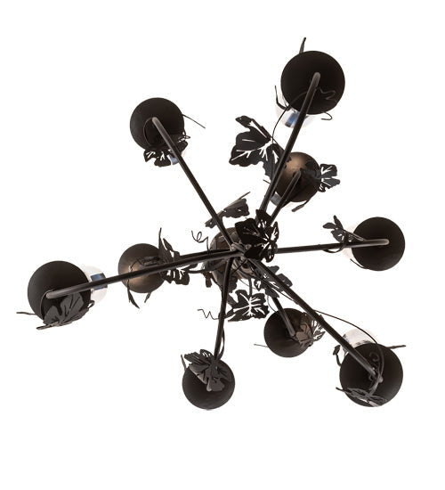 Meyda Lighting Tuscan Vineyard 34" 9-Light Textured Black Chandelier With Chrome Wine Bottle Shade