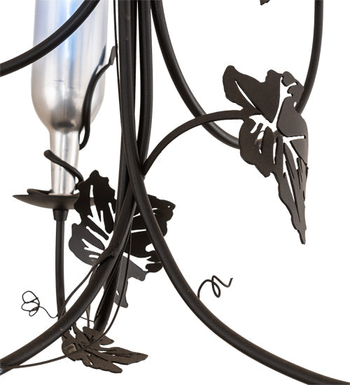 Meyda Lighting Tuscan Vineyard 34" 9-Light Textured Black Chandelier With Chrome Wine Bottle Shade