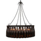 Meyda Lighting Tuscan Vineyard 36" 12-Light Textured Black Chandelier With 24 Amber Wine Bottle Shade Glass
