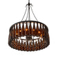 Meyda Lighting Tuscan Vineyard 36" 12-Light Textured Black Chandelier With 24 Amber Wine Bottle Shade Glass