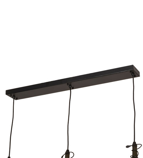 Meyda Lighting Tuscan Vineyard 36" 3-Light Textured Black Island Pendant Light With Green Wine Bottle Island Shade Glass