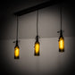 Meyda Lighting Tuscan Vineyard 36" 3-Light Textured Black Island Pendant Light With Green Wine Bottle Island Shade Glass