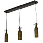 Meyda Lighting Tuscan Vineyard 36" 3-Light Textured Black Island Pendant Light With Green Wine Bottle Island Shade Glass